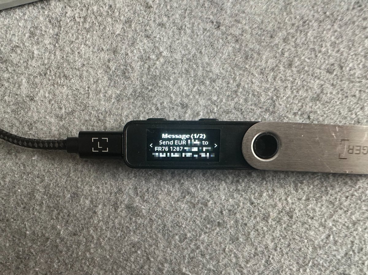 Ledger SEPA transfer screenshot